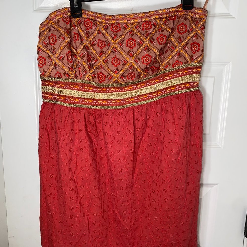 American Rag Coral Strapless Sun Dress | Red | 2XL